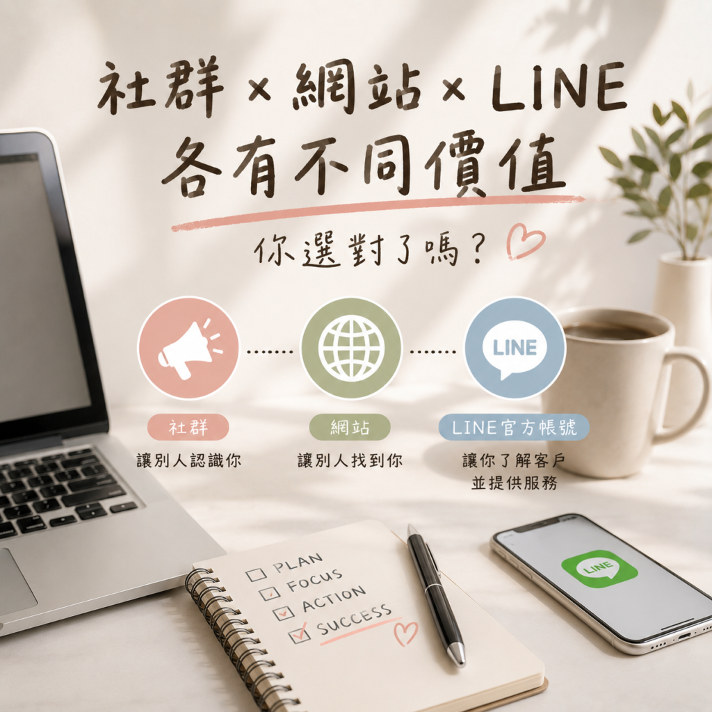 社群、網站、Line OA官方帳號差異